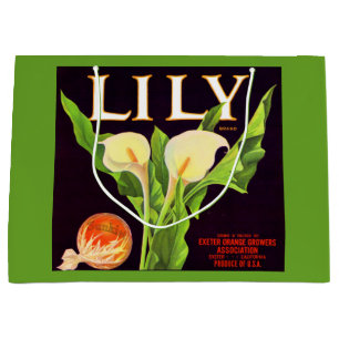 Lily-orange-Krate-Etikett der 1930er Jahre Große Geschenktüte