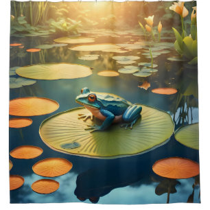 Lily Pad King – Frosch-Wildlife-Kunst-Duschvorhang Duschvorhang