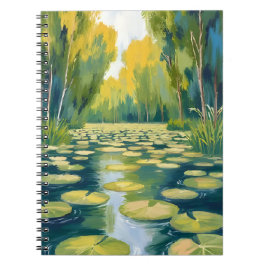 Lily Pad Teich | Grüne Aquarell-Natur Notizblock