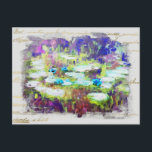 ** Lily Pads - Monet Pond Gold Handwriting AR23 Postkarte<br><div class="desc">POSTCARD POST CARD )Kühne Klassisches Monet digital verändert mit Altem Imitat Gold Handschrift und einem subtilen Rainbow Pastel Hintergrund. Der Hintergrund ist sanft hellgrau. Energetisch Enhanced Elegant Feminine Romantic Ephemera Floral Painting Artistic Einzigartige Kreative Moderne und Romantische Vintag Old (SEARCH AR23 für ähnliche Designs) The ist ein Shabby Chic ,...</div>