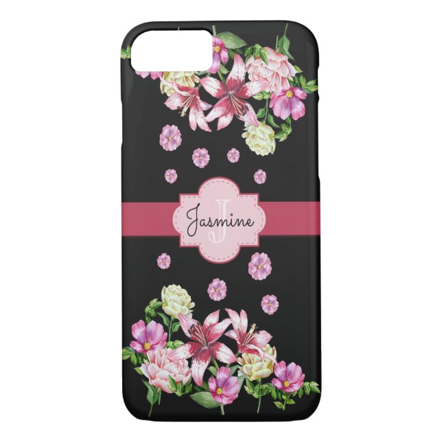 Lily & Peony Black Case-Mate iPhone Hülle (Rückseite)