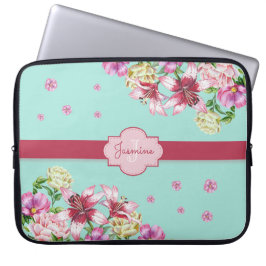 Lily & Peony Floral Aqua Laptopschutzhülle