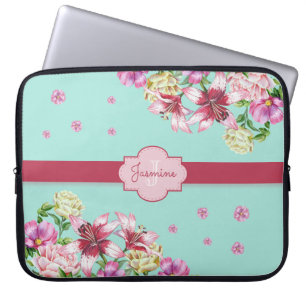 Lily & Peony Floral Aqua Laptopschutzhülle