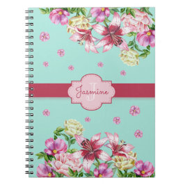 Lily & Peony Floral Aqua Notizblock