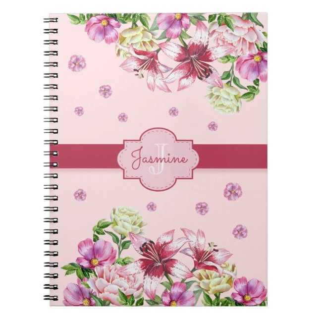 Lily & Peony Floral Pink Notizblock (Vorderseite)