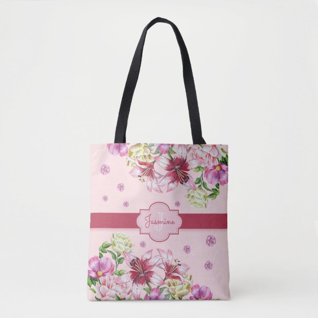 Lily & Peony Floral Pink Tasche (Vorderseite)