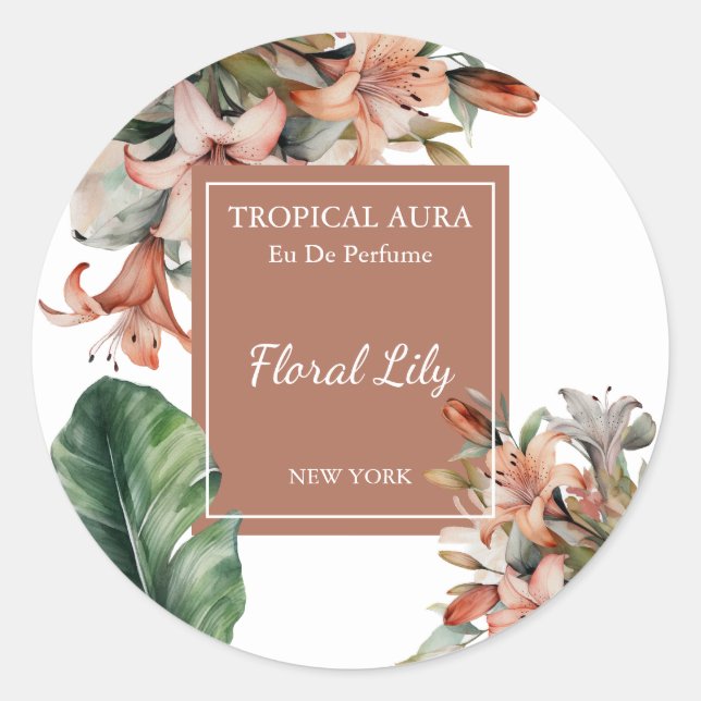 Lily Perfume Label Runder Aufkleber (Vorderseite)