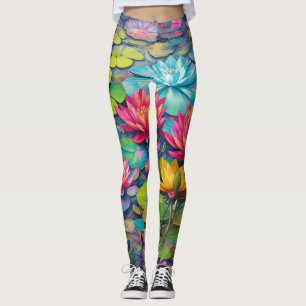 Lily Pond Leggings floraux - Elégante Lys d'eau