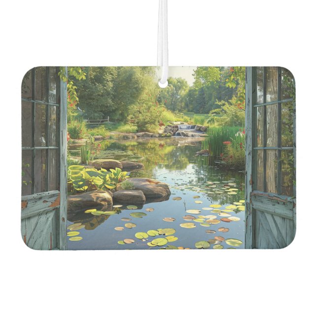 Lily Pond Window Rocks Blume Pflanze Wasserfall Autolufterfrischer (Vorderseite)