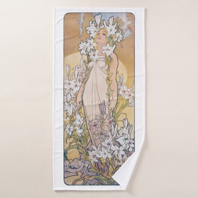 Lily (Quatre Fleurs), Alphonse Mucha (Serviette de bain)