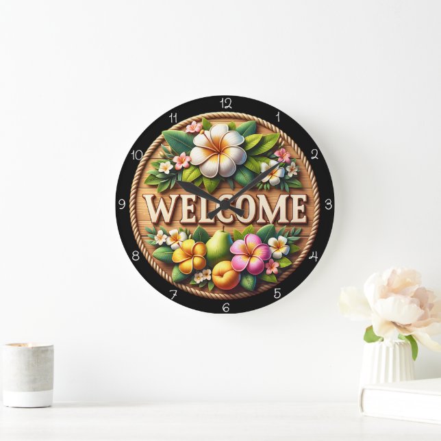 Lily Rope Welcome Farmhouse Clock Große Wanduhr (Zuhause)