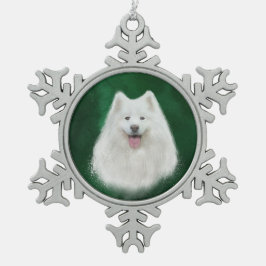 Lily the samoyed schneeflocken Zinn-Ornament