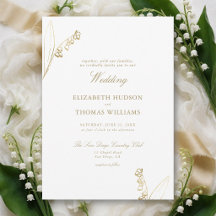 Lily Valley Floral Sketch Faux Gold Einfache Hochz