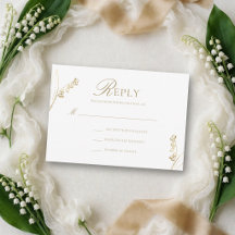 Lily Valley Floral Sketch Faux Gold Einfache Hochz