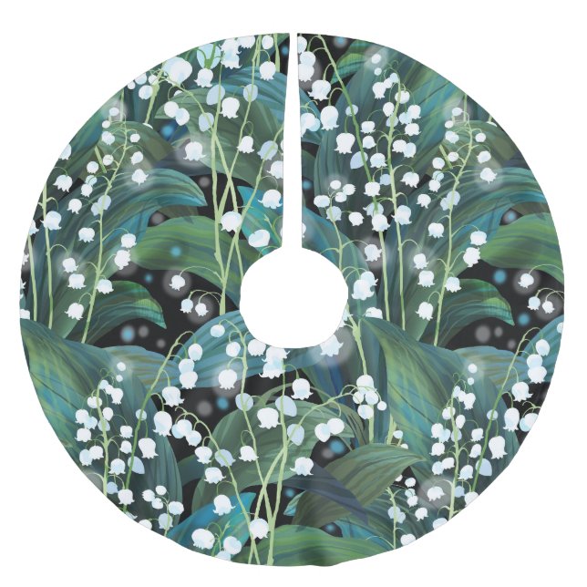 Lily Valley Seamless Muster Hintergrund Polyester Weihnachtsbaumdecke (Vorderseite)