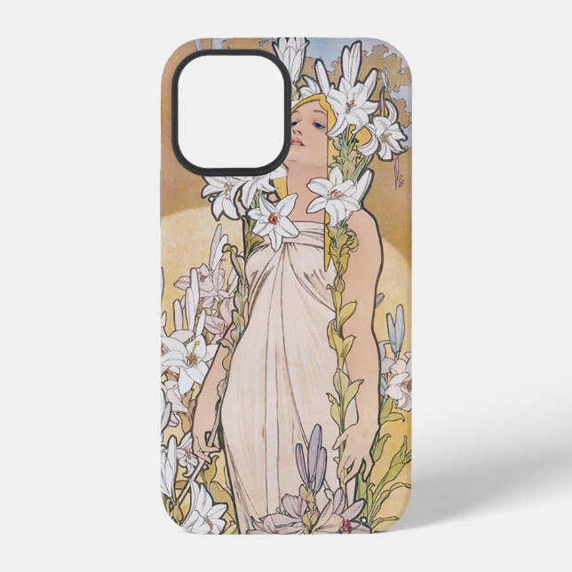 Lily (vier Blume), Alphonse Mucha iPhone 12 Hülle (Rückseite)