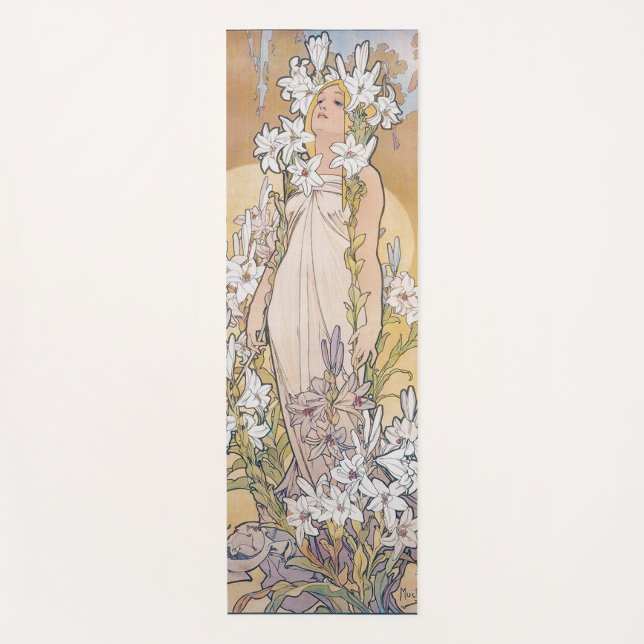 Lily (vier Blume), Alphonse Mucha Yogamatte (Vorderseite)