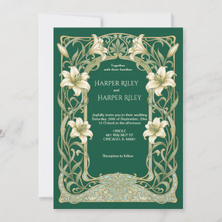 Lily Wedding Invitation Elegant Floral Frame Einladung