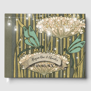 Lilypad Dragonfly Art Deco Wedding Gästebuch