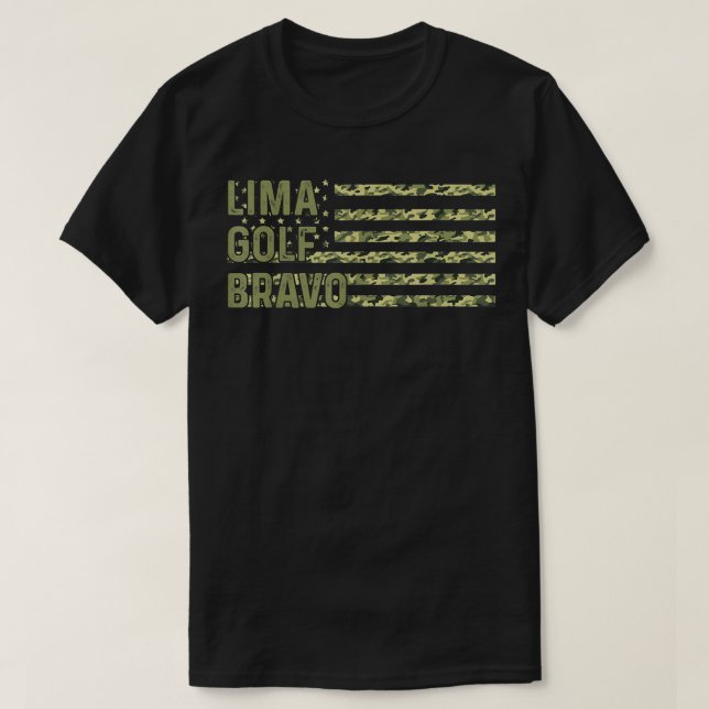 Lima Golf Bravo Camouflage American Flag Patriot T-Shirt (Design vorne)