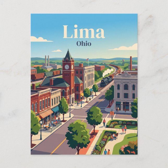 Lima, Ohio Postkarte (Vorderseite)