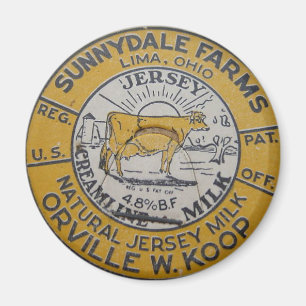 Lima Ohio Sunnydale Farms Milchflaschenkappe Kuh K Magnet
