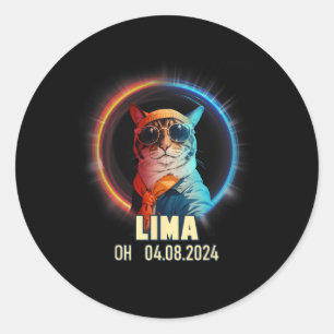 Lima Ohio Total Solar Eclipse 2024 Runder Aufkleber