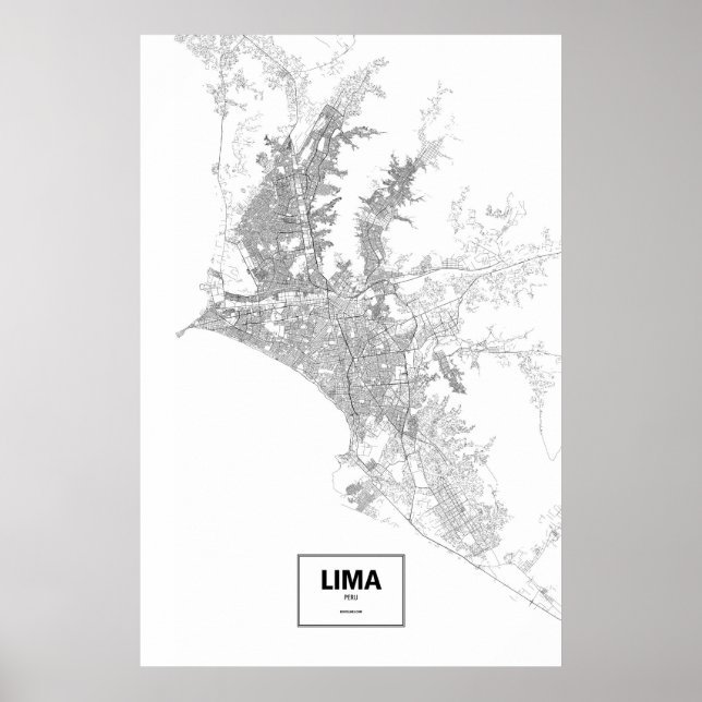 Lima, Peru (black on white) Poster (Vorne)