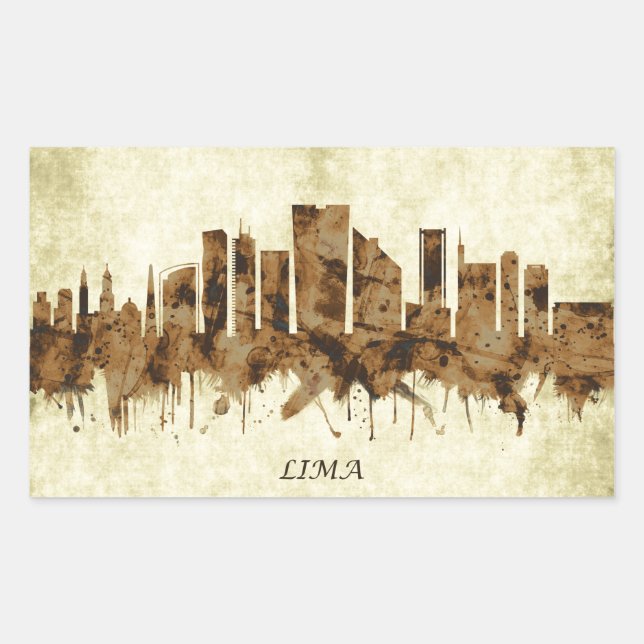 Lima Peru Cityscape Rechteckiger Aufkleber (Vorderseite)