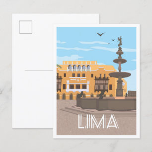 Lima Peru Kunst Vintage Reiseillustration Postkarte