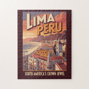 Lima Peru Küstenillustration Reise Kunst Vintage