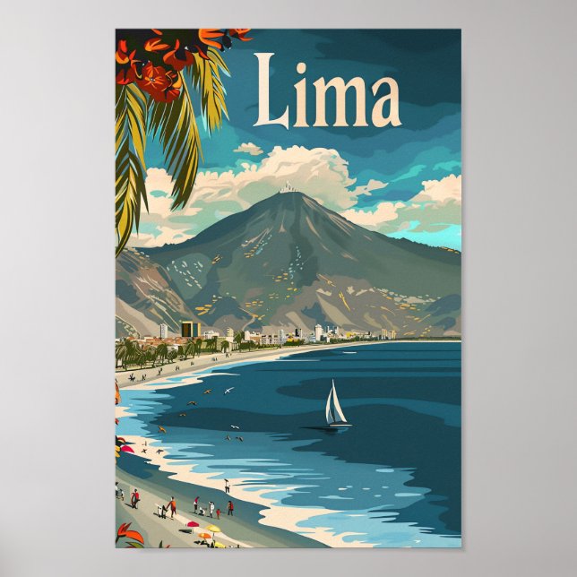 Lima Peru Vintag Retro Travel Illustration Poster (Vorne)
