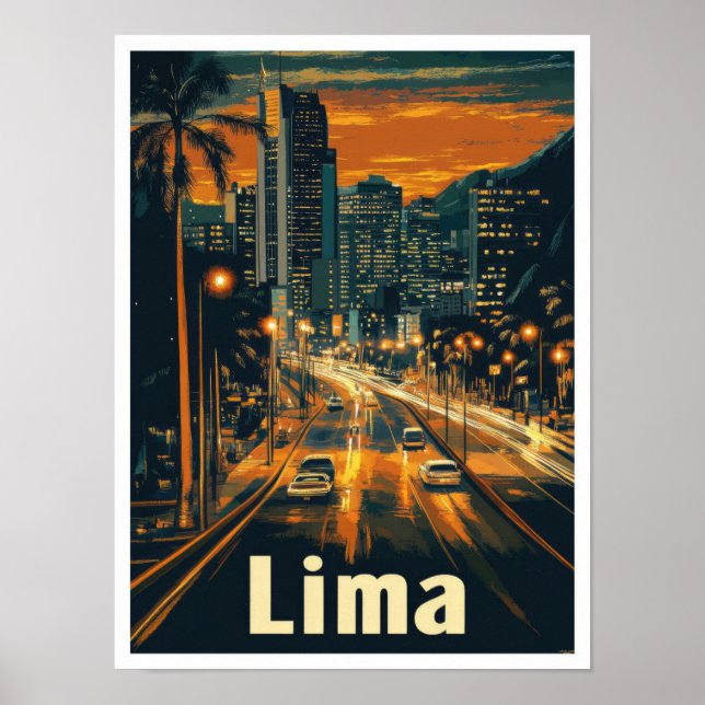 Lima Peru Vintage Reise Illustration Poster (Vorne)