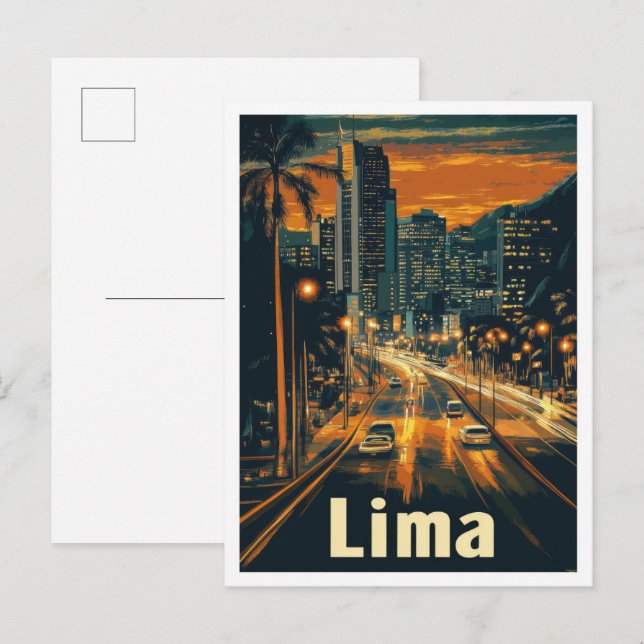 Lima Peru Vintage Reise Illustration Postkarte (Vorne/Hinten)