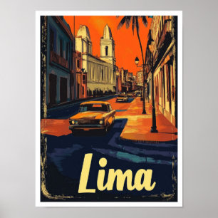 Lima Peru Vintage-Reiseillustration Poster