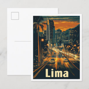 Lima Peru Vintage-Reiseillustration Postkarte
