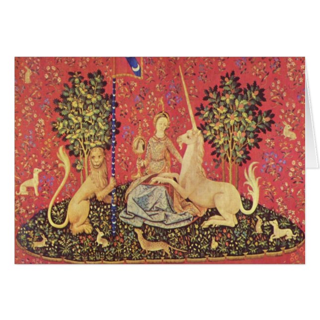 L'image de la Tapisserie médiévale Unicorn et Maid (Devant horizontal)