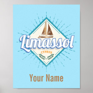 Limassol Stadt Zypern Retro-Segelschiff Vintage Poster