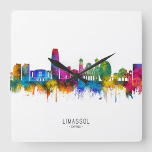 Limassol Zypern Skyline Quadratische Wanduhr