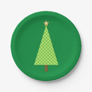 Limbgrüner Tupfen moderner Weihnachtsbaum Pappteller