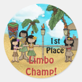 Limbo Luau Geburtstagsparty - Erster Platz Runder Aufkleber