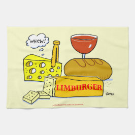 Limburger Käse Brot und Wein Humorvoll Küchentuch