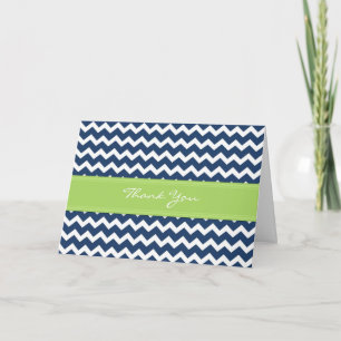 Lime Blue Chevron Hochzeit Danke Karte