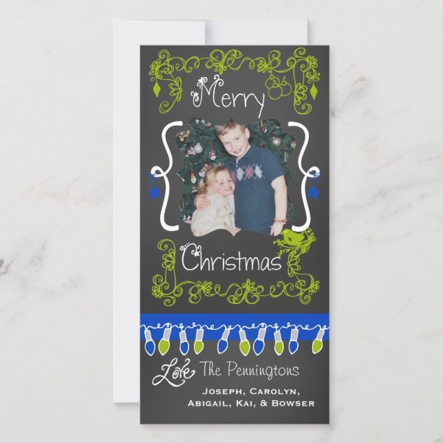 Lime et Carte photo de Noël Joyeux Bleu (Devant)