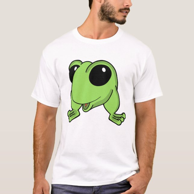 Lime Frosch Cartoon Cheer T-Shirt (Vorderseite)