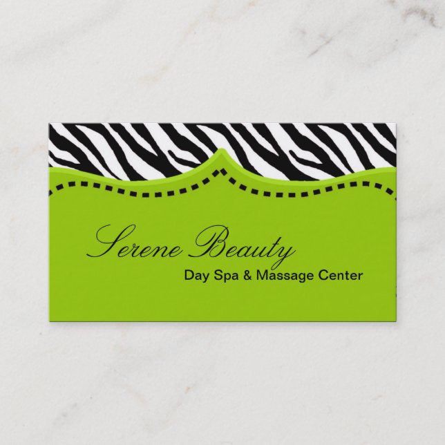 Lime Gree Zebra Imprimer Motif animal Carte de vis (Devant)