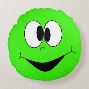 Lime Green Albern Google Eyes Face Pillow Rundes Kissen
