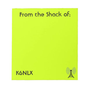 Lime Green Amateur Radio Call Sign Notepad Notizblock