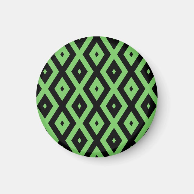 Lime green and black diamond pattern magnet (Vorne)