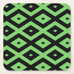 Lime green and black diamond pattern rechteckiger pappuntersetzer
